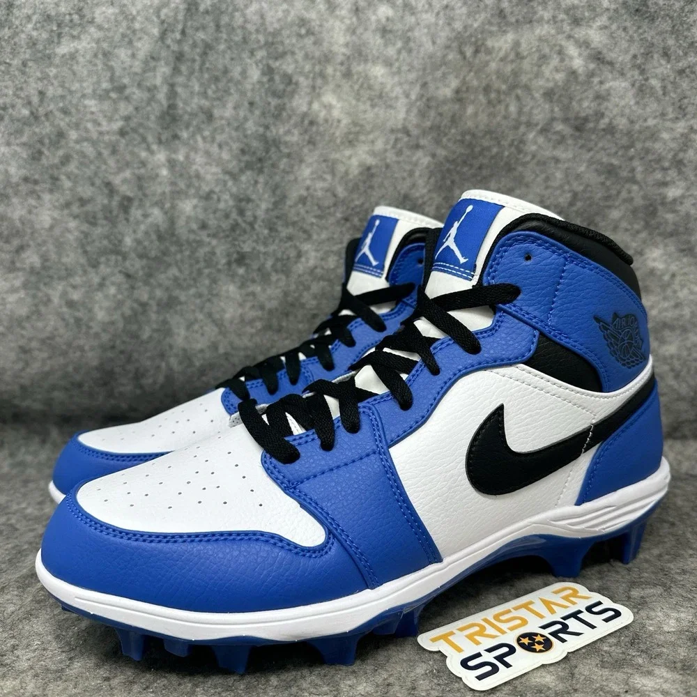 Jordan 1 Mid TD Football Cleats Mens Size 10 Royal Blue White Black FJ6805-104